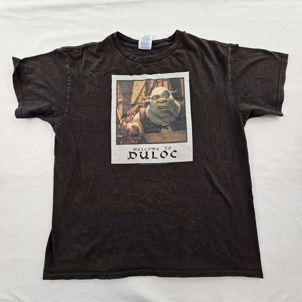 Shrek Welcome to Duloc Black Short Sleeve Cotton T-Shirt Youth L